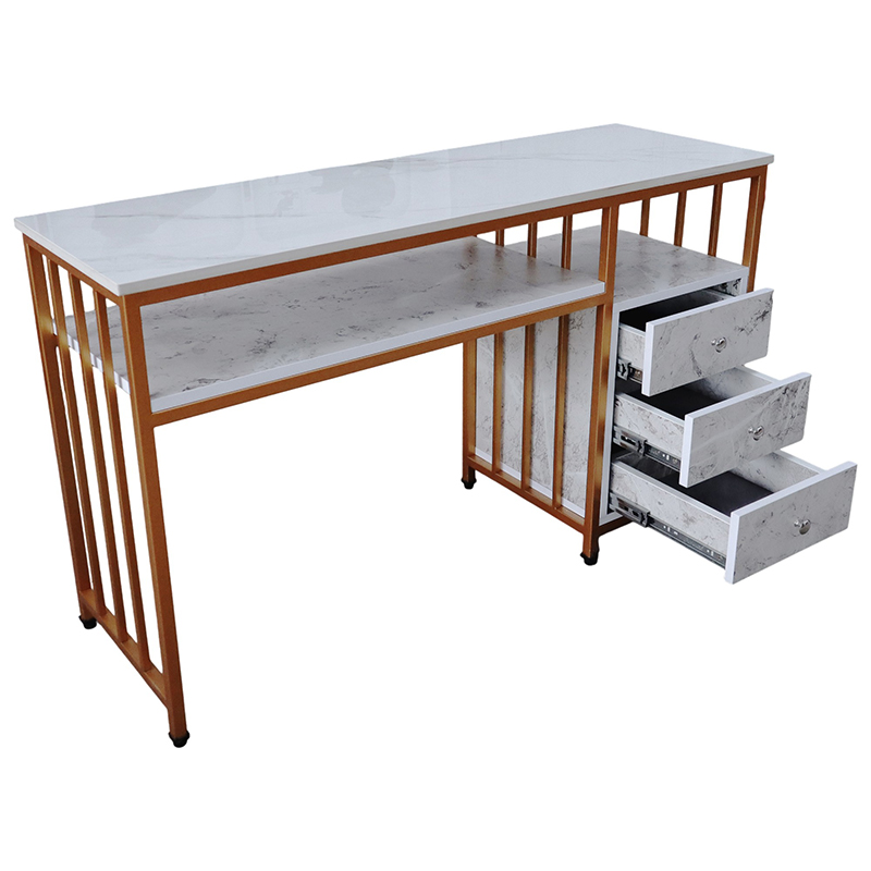 Bàn làm nail khung sắt mặt đá BN-850